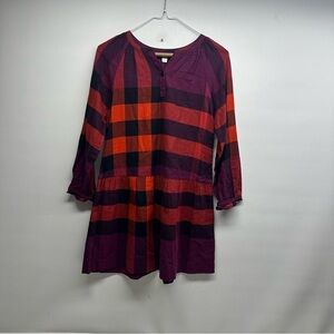 Burberry girls shirt mini dress Red Plaid Dress size 12 Y